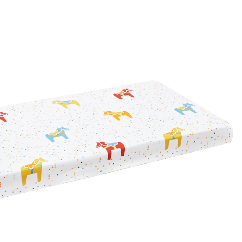 Hot Sale Cute Digital Printing Crib Sheet Organic Cotton Woven Custom Baby Cot Crib Bed Sheet