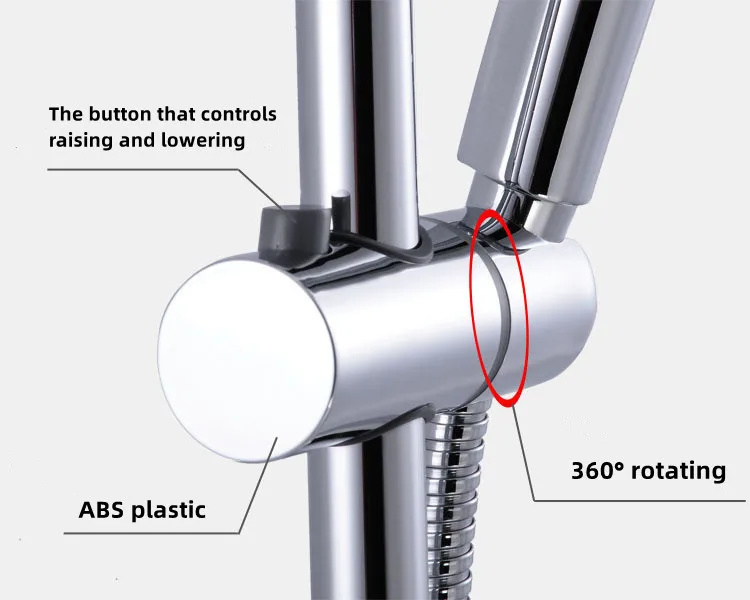 Bathroom Chrome Plated Adjustable ABS Plastic Shower Head Clamp Holder Rail Bracket Shower Slider