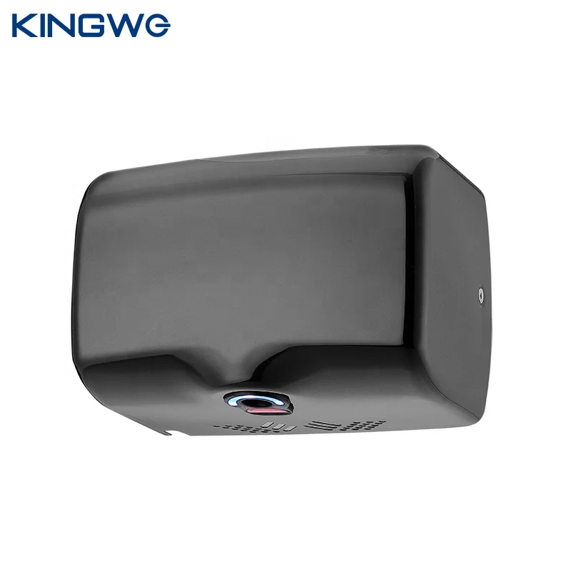 Low Noise Wall Mounting Matte Black Automatic Hand Dryer Infrared Sensor Hand Dryer With LED Light
