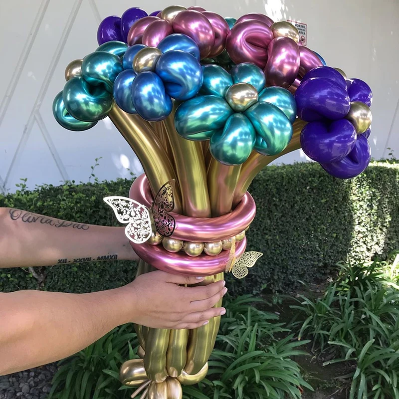 Kids balloons different weight colorful magic Chrome Plated 260 balloon Long Strip Shape Woven Balloons