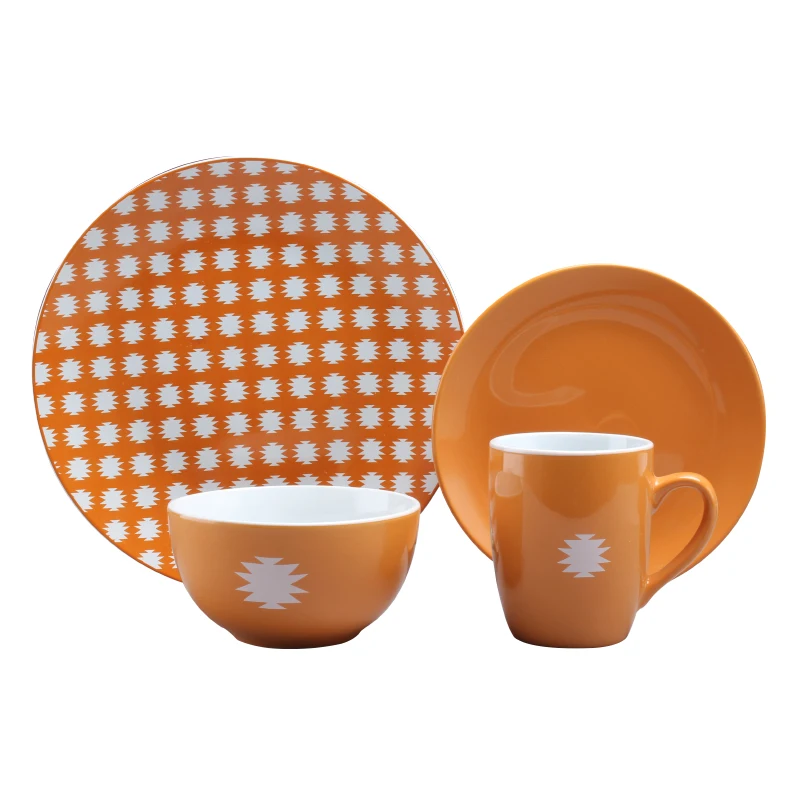 16 шт. посуда с сияющий цвет глазури наклейка Дизайн керамика для оптовая продажа столовые приборы ужин