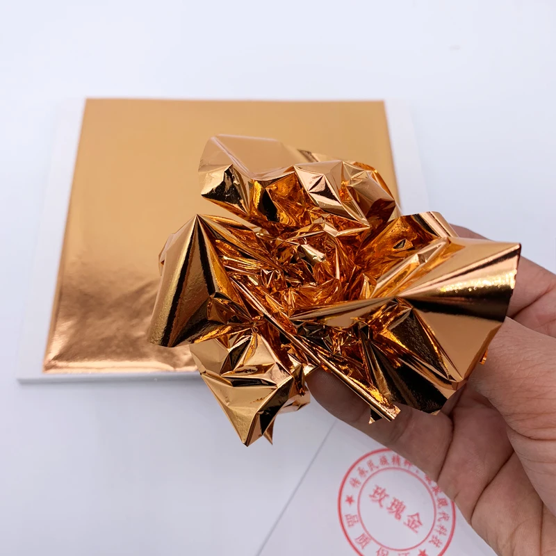 Low price 14.2*13.5 cm 1000 Sheets Copper Gold Taiwan Copper Foil Leaf For Decorating Wall Art Crafts Furniture