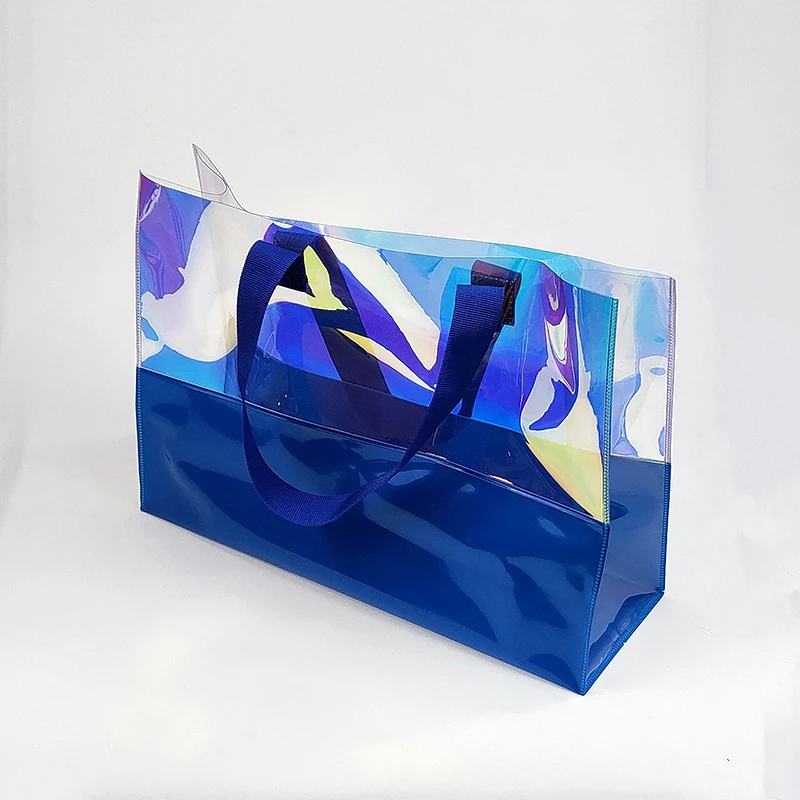 Printed Women Holographic Laser Tote Bag PVC Handbag Clear Shoulder Beach Gift Bag