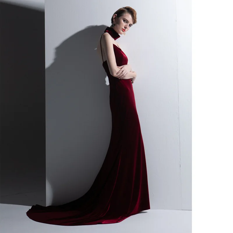 2024 New Sexy Ladies Camisole Dress for Party Elegant Velvet Mermaid Evening Dresses