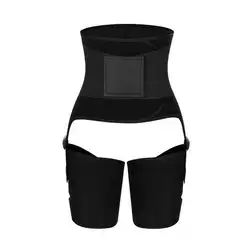 Neoprene high quality 3 in 1 body shaper tummy control thigh leg trimmer waist trainer with butt lifter logo and straps
