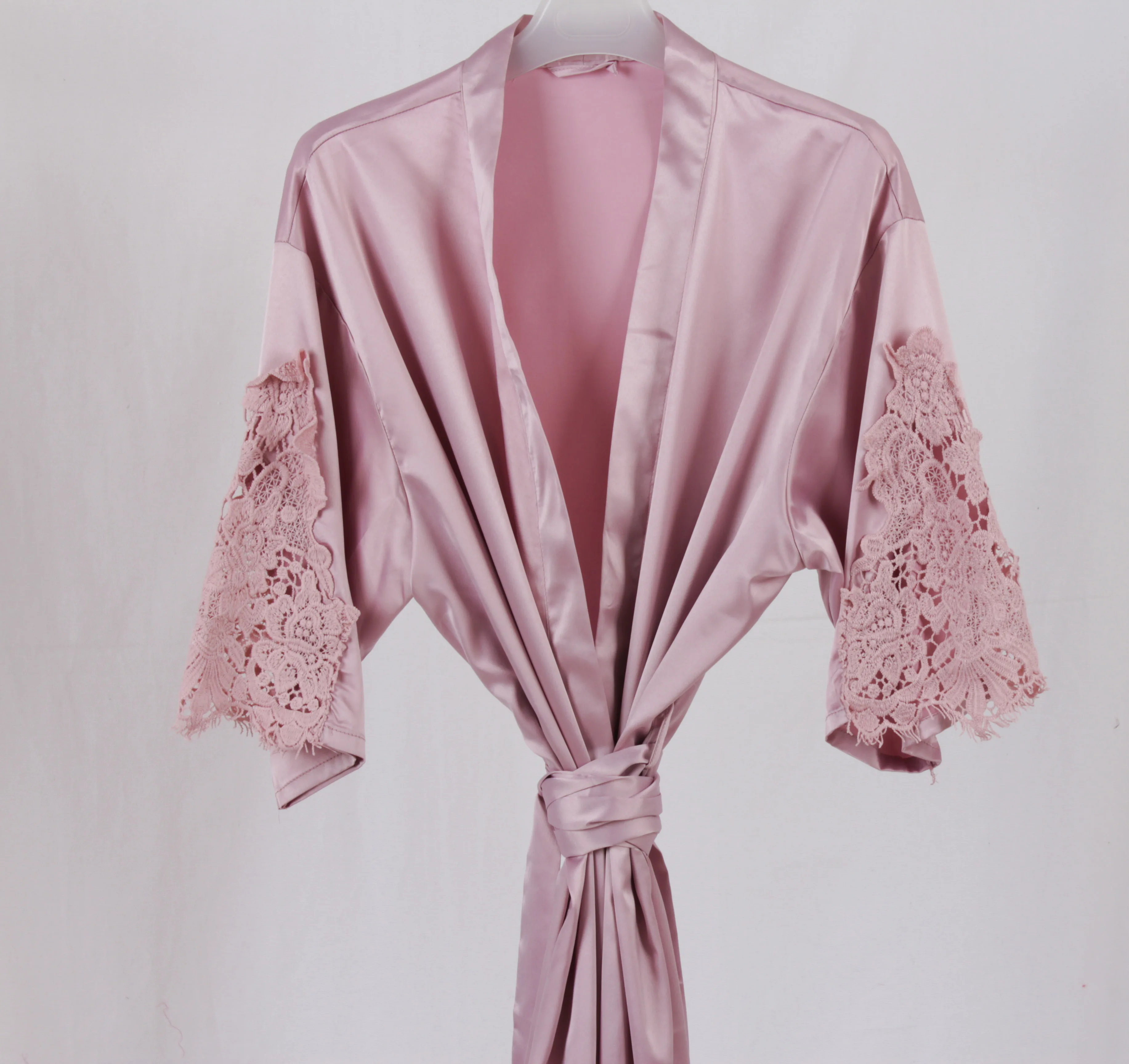 NEW Ready to ship lace trimed matte satin robe