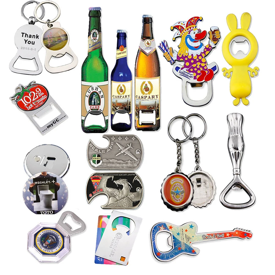 Promotional Buy Bulk Wholesale Custom Logo bottle opener keyring Metal Wine Functional Aluminum Beer Bottle Opener Keychain