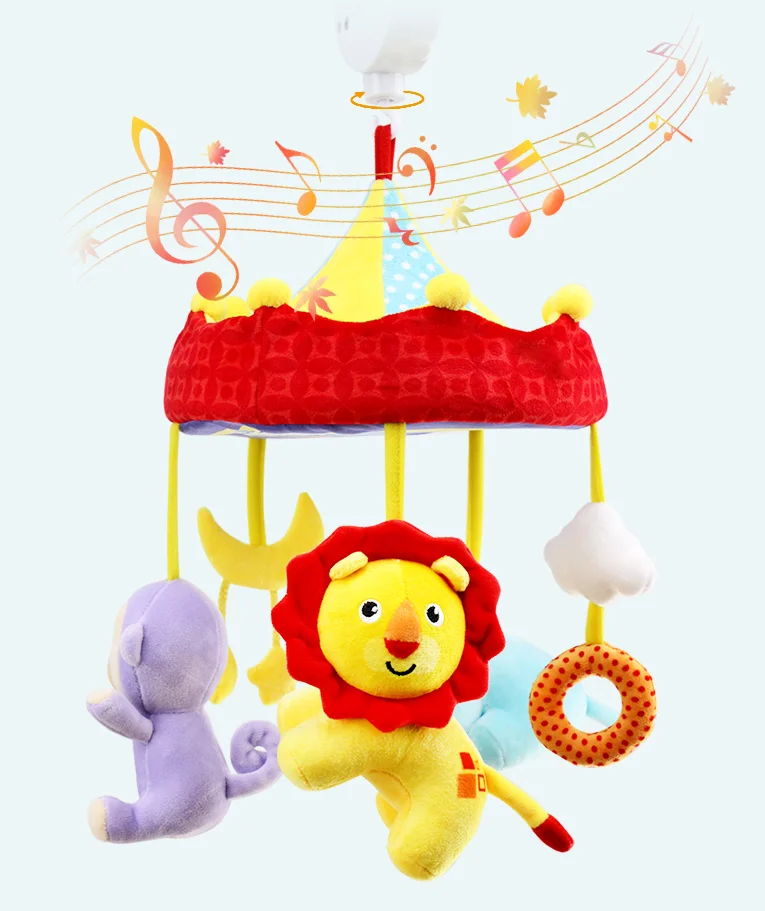 
baby musical crib mobile infant bed decoration hanging mobile toys plush animals rotating nursery mobile for toddlers 