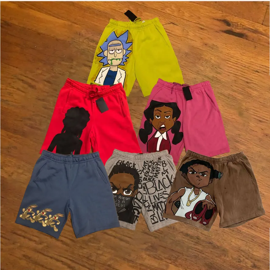 
 2021 высококачественные дизайнерские мужские шорты с индивидуальным логотипом, мужские баскетбольные хлопковые шорты для тренировок в тренажерном зале, Мультяшные спортивные шорты для бега  