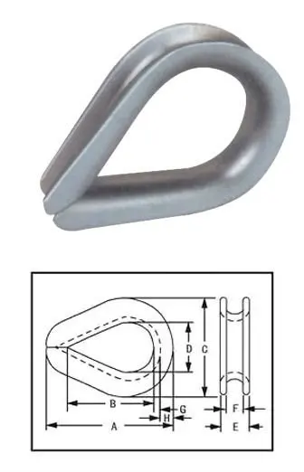 H-Quality Hot Sale Heavy Duty Wire Rope Thimbles Standard DIN 6899BWire Rope Thimble Cable Rigging Crimping Wire Rope Thimble