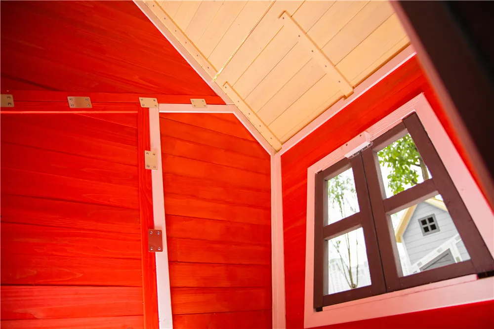 Заводской напольный садовый Безопасный детский причудливый неровный красный деревянный домик Венди игровой с