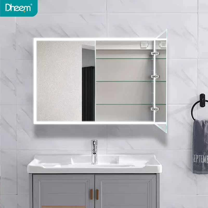 
DHEEM aluminium wall vanity makeup storage led bathroom mirror light cabinets 