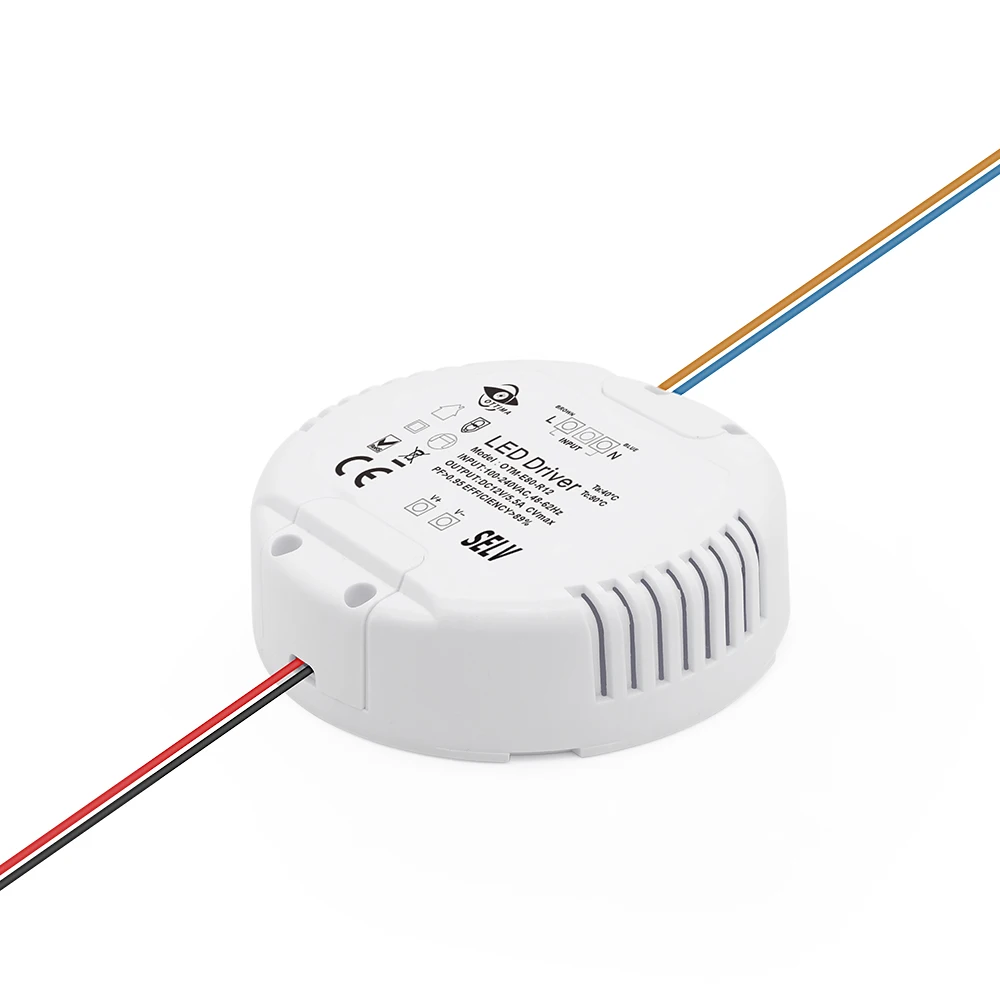 80w 12v 24v Constant Voltage led driver round shape led driver