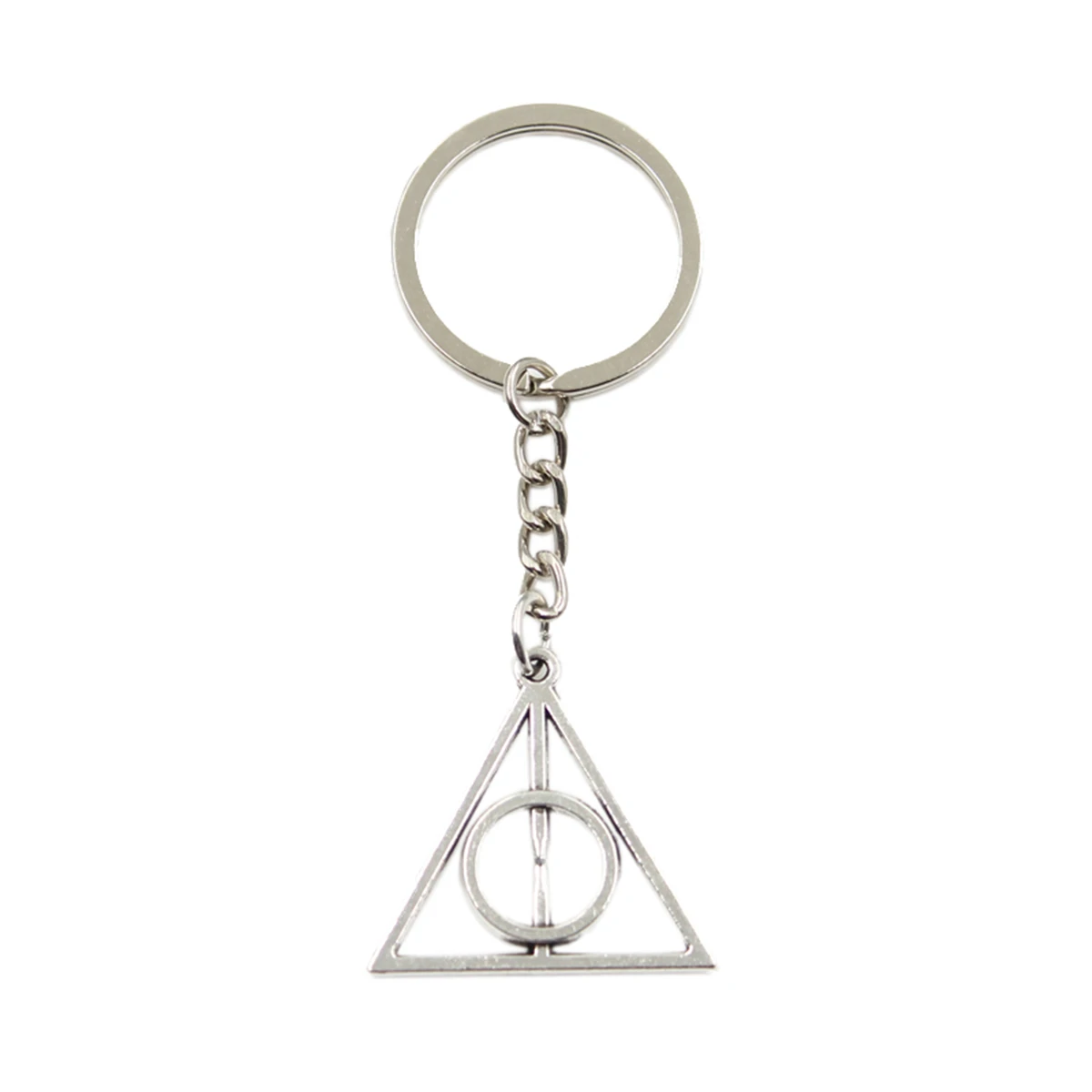Deathly Hallows Triangle Rotatable Pendant Keychain Character Harry Movie Potter Jewelry Necklace Key ring
