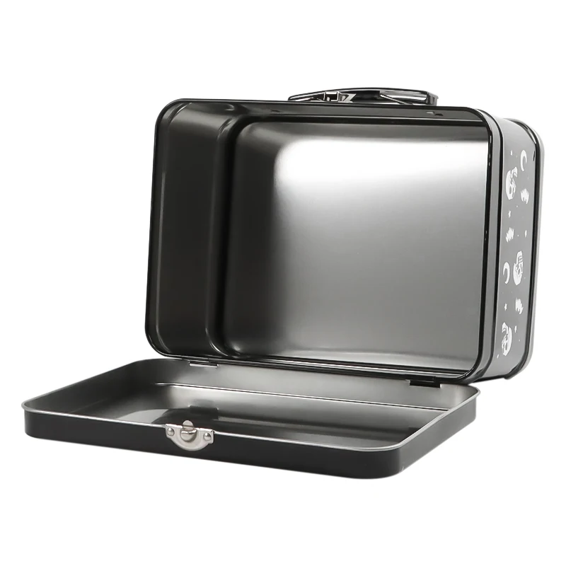 Recyclable Customized rectangular empty black metal mini tin box lids wholesale from China tin box factory with factory price