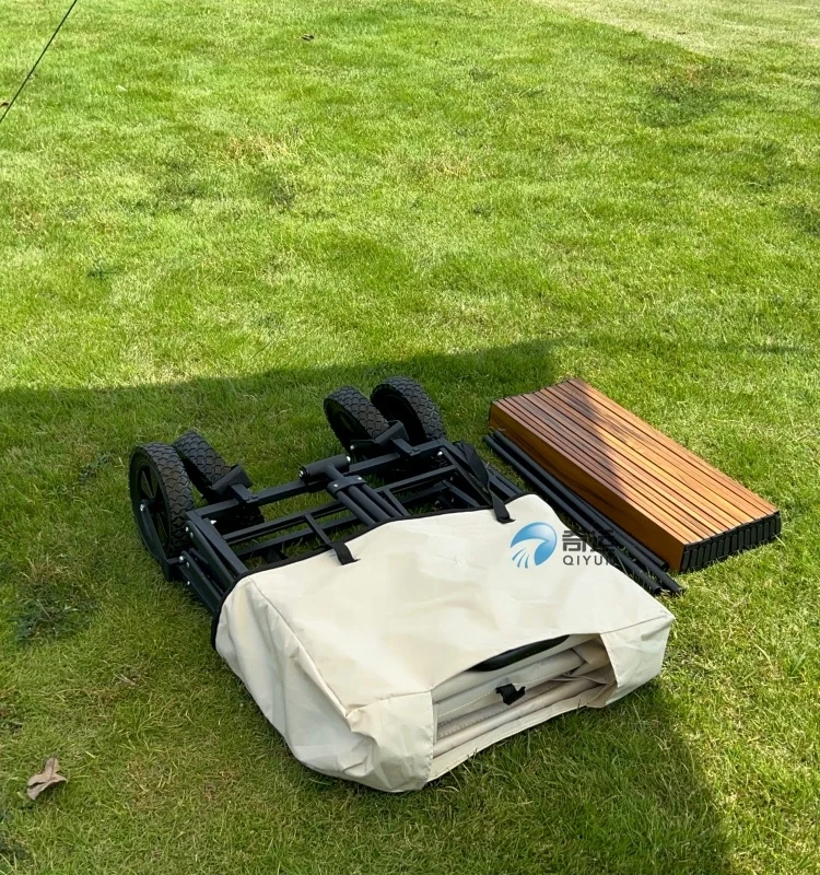 Collapsible Folding Wagon Beach Wagon Cart Heavy Duty Foldable with Big Wheels Utility  Wagon with Side Pocket And Desktop