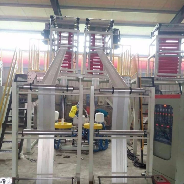 High Output Double Air Ring Two Die Head 55/500 65/700 Process PE Blown Plastic Film Machine Line