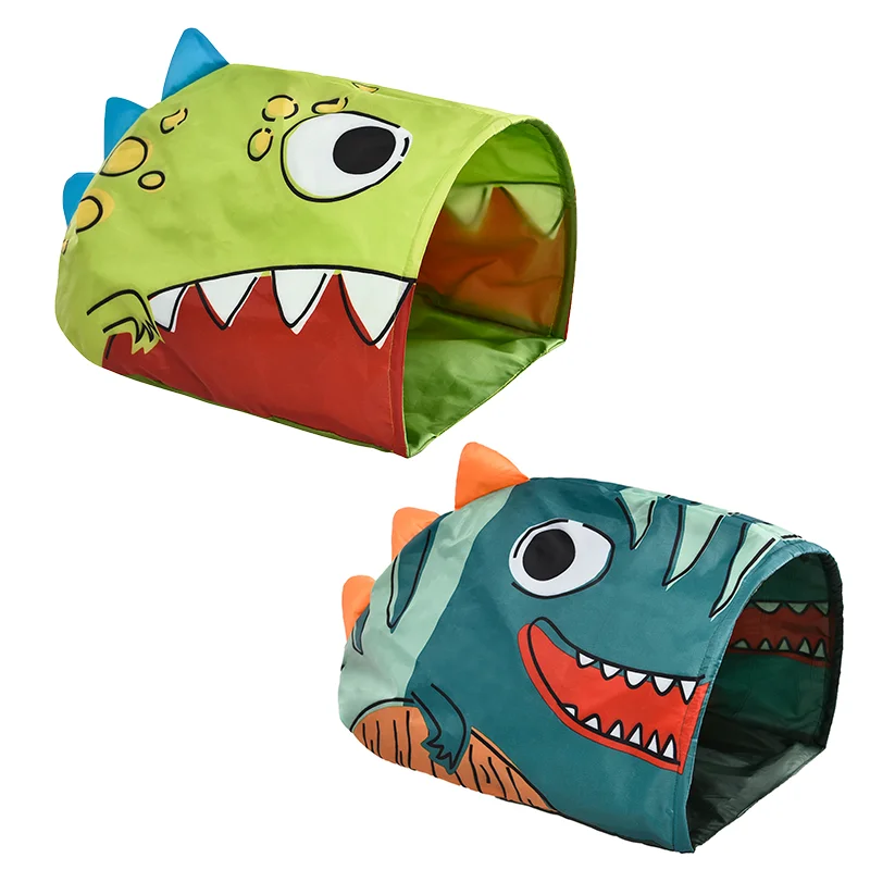 Cute Kitty Tube Soft Foldable Pet Toy Dinosaur Shape Crinckle Cat Tunnel