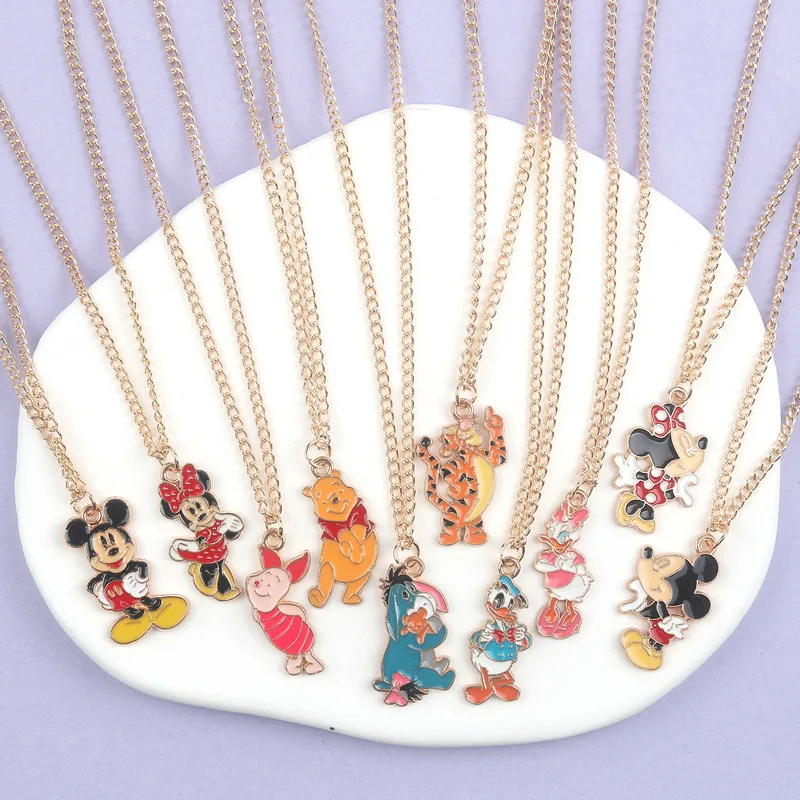 Lovely Cartoon Stitch Mouse Bear Duck Pig Design Necklace Custom Logo Metal Accessories Clothing Ornament Kids Gifts Necklaces