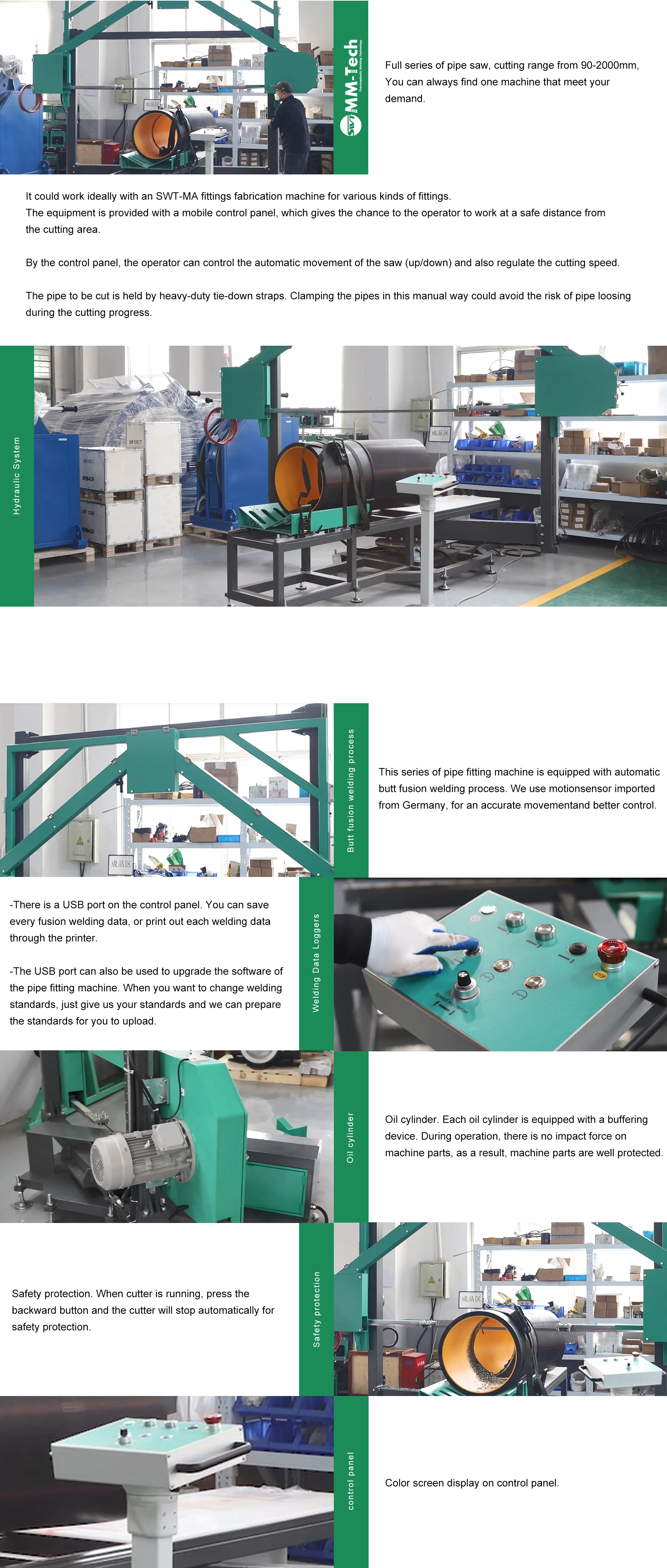 Factory Price SWT-C630 Plastic Pipe Cutting Bandsaw Machine 110-630mm Hdpe Pipe Band Saw Machine With 2-year Warranty