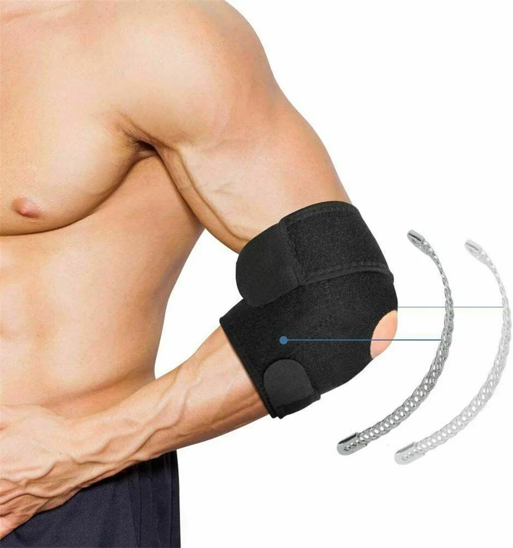 Adjustable Sports Neoprene Elbow Brace Wraps Black Breathable Arm Support Strap Band Joint Sprain Protection Tennis Golfers Men