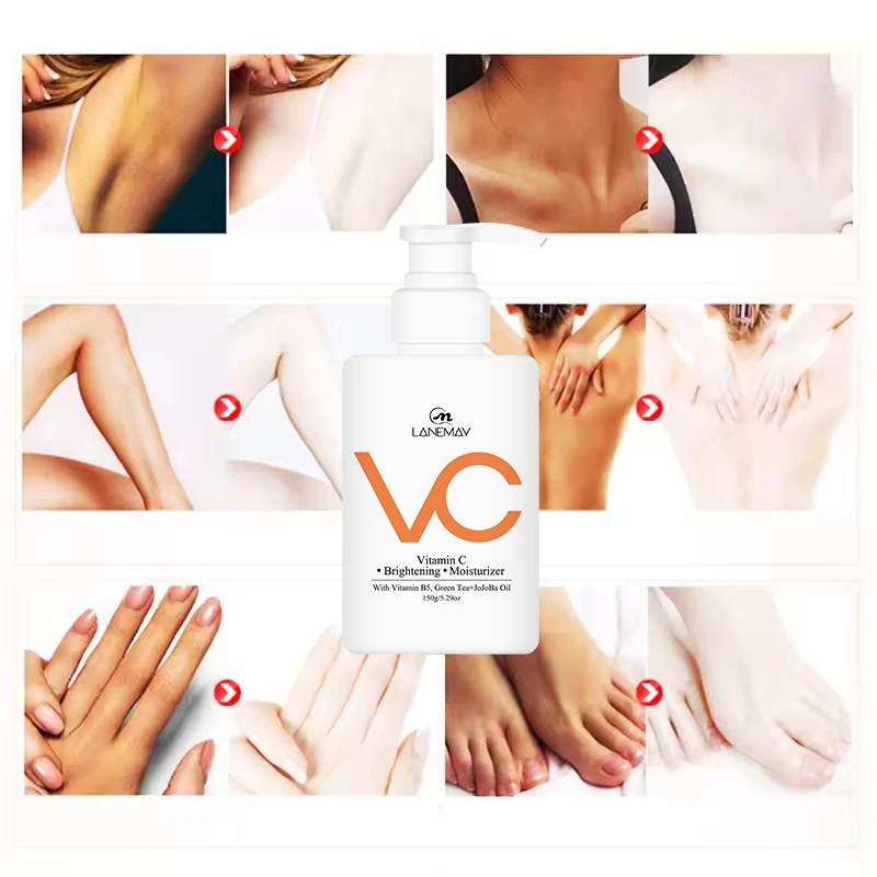 Private Label OEM Best Vegan natural Organic Moisturizer Brightening Lightening Vitamin C White Skin Whitening Body Lotion