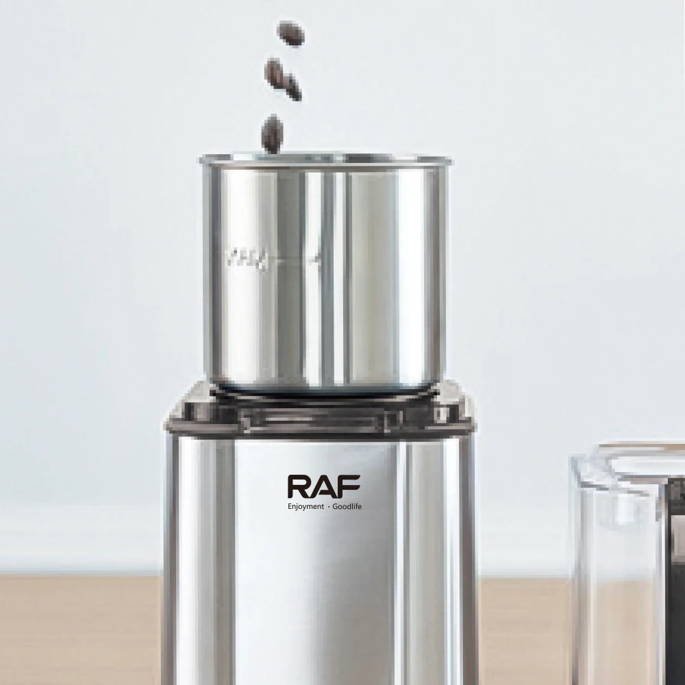 RAF Automatic Spice Nuts Mill Mini 2 blades Pepper Coffee Bean Grinder 60G Stainless Steel Electric Grinder
