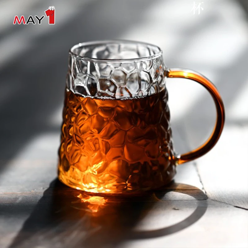 wide bottom creative hammer pattern grain glass water beverage coffee cup