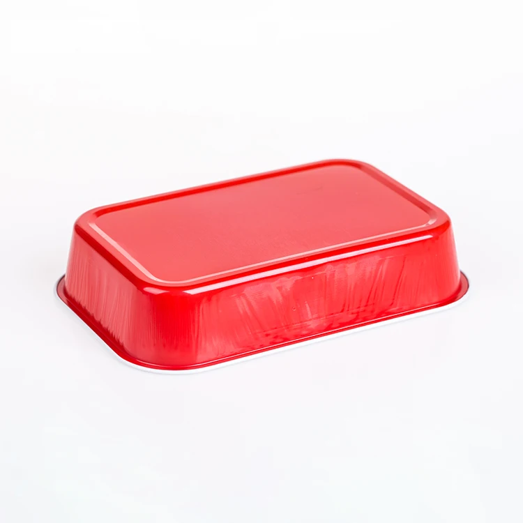 Lightweight food grade red color disposable aluminum foil meal tray takeaway food packing pan 1000ml airline catering food box