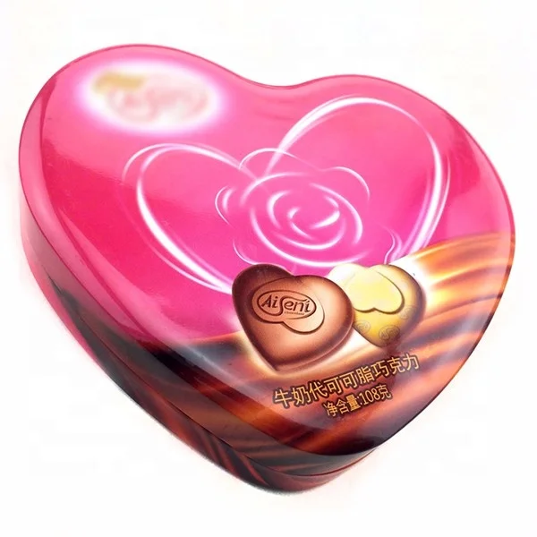 Heart Shaped Metal Gift Candy Chocolate Boxes Case Tin Cans Containers with Lid for Wedding Bridal Party Favor Treat Box