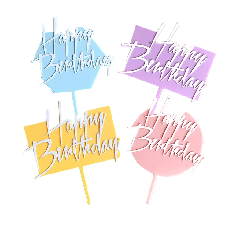 Factory hot sale sweet color acrylic happy Birthday cake topper colorful birthday topper for cake decoration