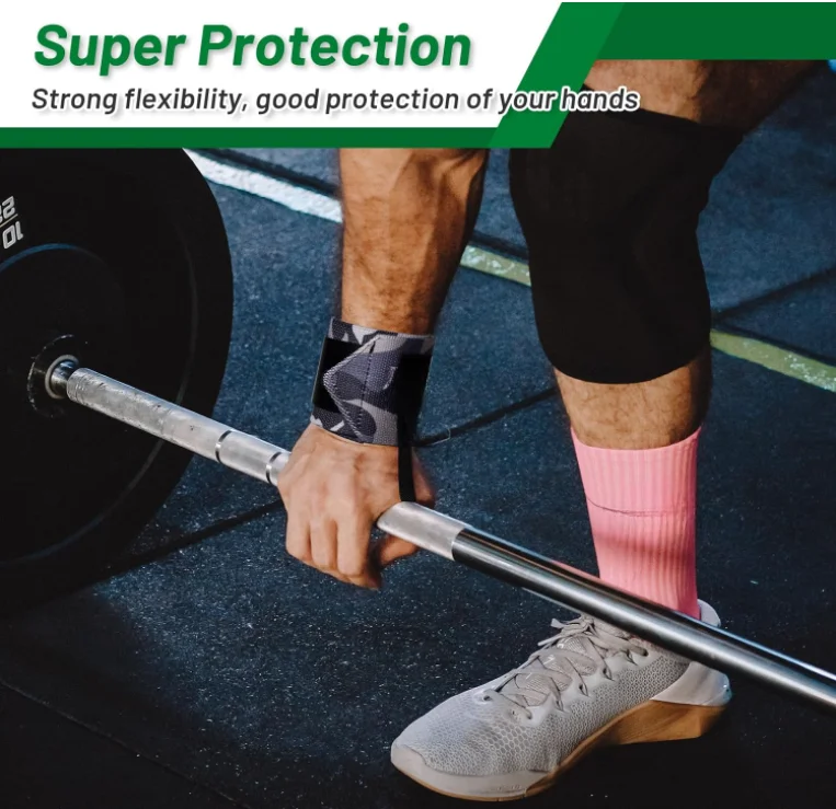 Camouflage Pattern Weightlifting Wrist Bands Custom Logo Gym Fitness Wrist Wrap Straps with Compression Function for Lifting