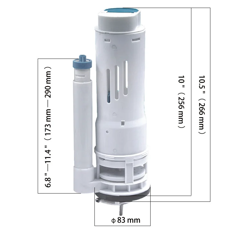 Toilet Tank Dual Flush Fittings Spiral Adjustable Fill Valve Pull Inlet Valve For One-Piece Universal 2 Inch Fill Flush Valve