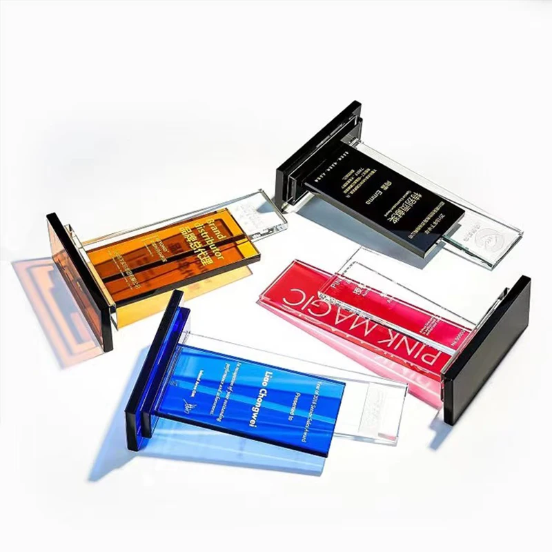 Factory Coustomizable Blank Color Sublimation Printing Crystal Glass Trophy Award Medals For Souvenir