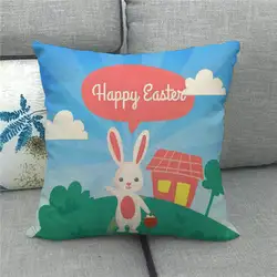 Amazon hot selling easter egg happy bunny linen pillow sofa cushion wholesale