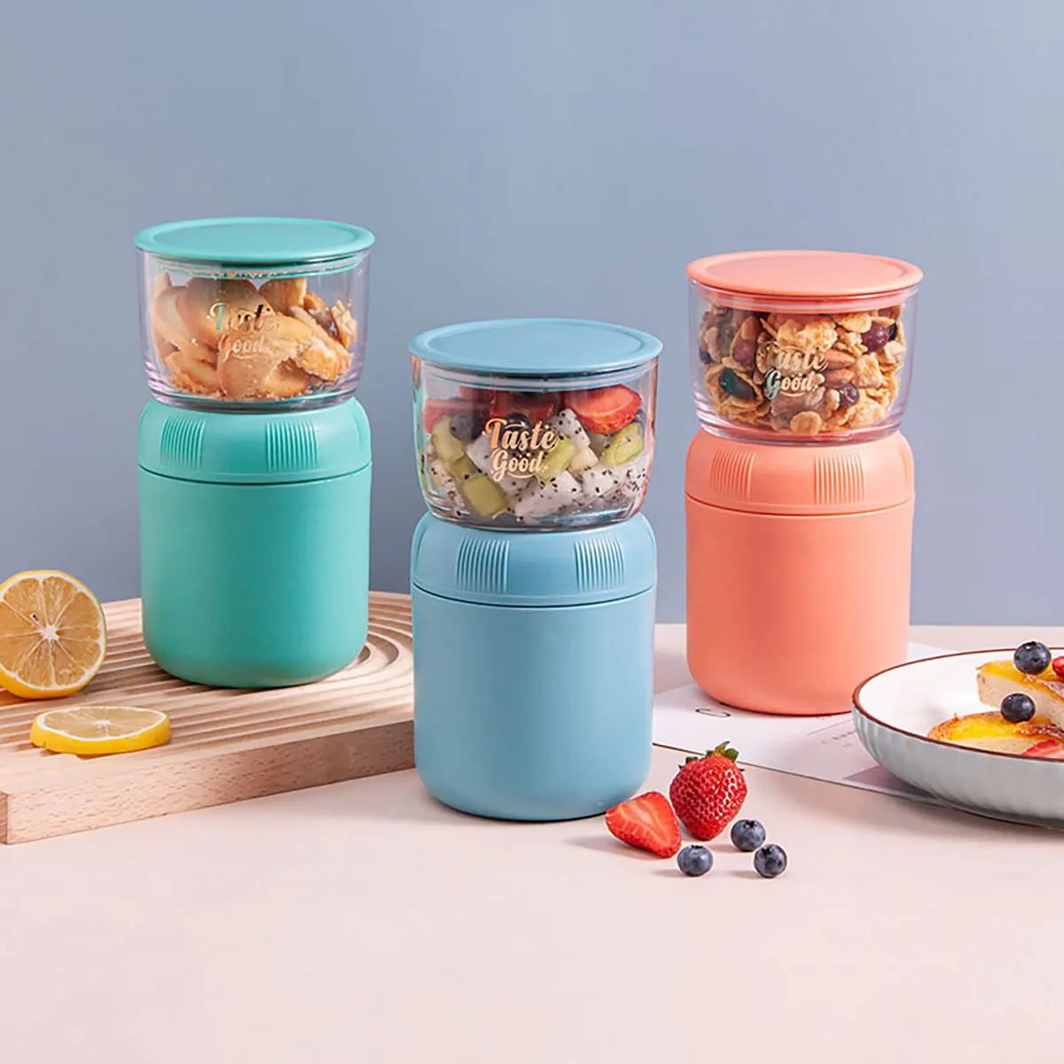 Direct Factory Wholesales 11 oz+14.5 oz Vacuum Insulated Food Jar Kids Thermos Muesli cup ToGo Soup Lunch Containers