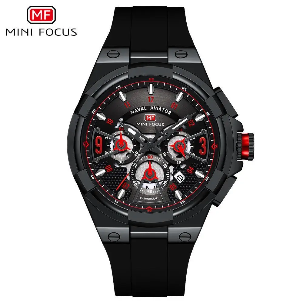 Mini Focus best-selling pilot series floating three-dimensional hollow double layered silicone quartz watch men trendy texture