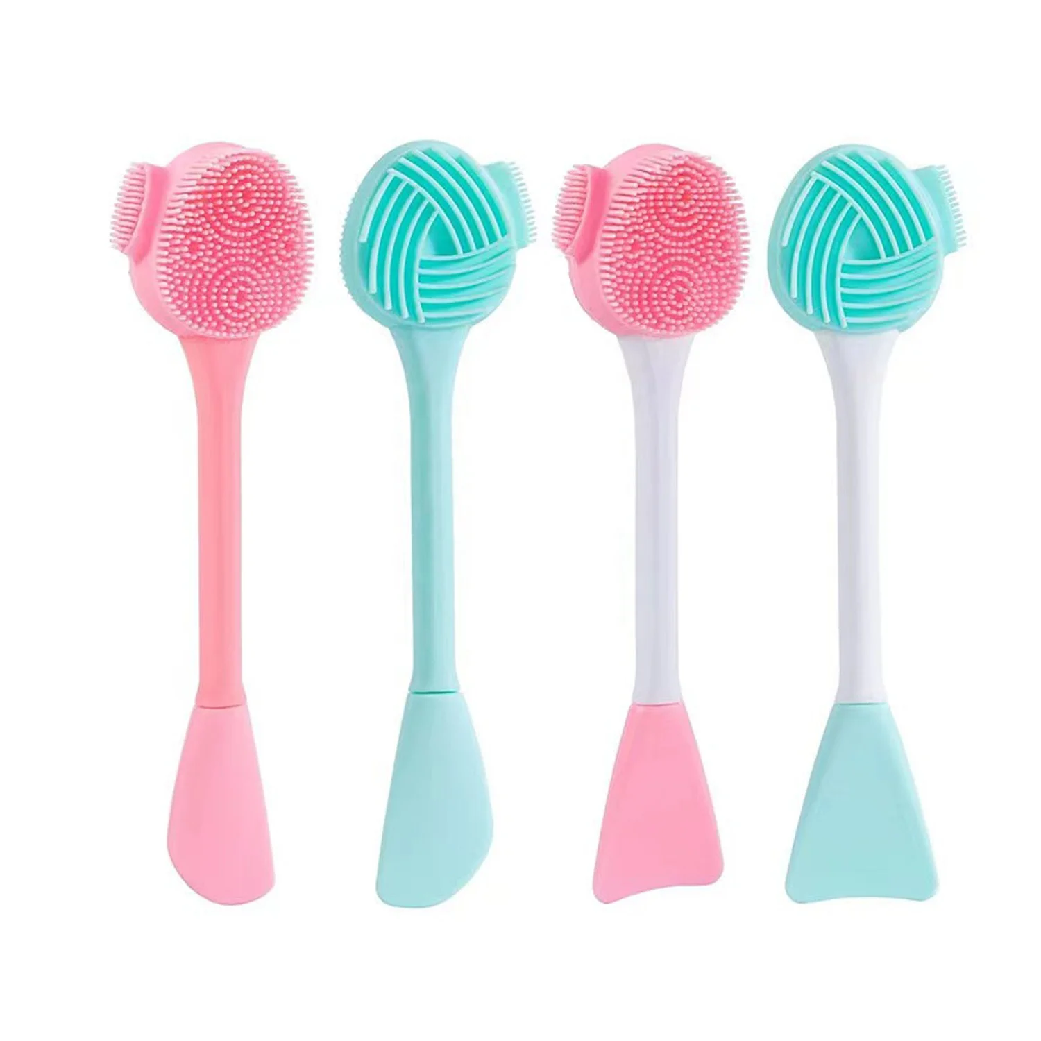 new arrival Cosmetic makeup tool brush DIY facial dual end mask applicator brush soft silicone face mask brush
