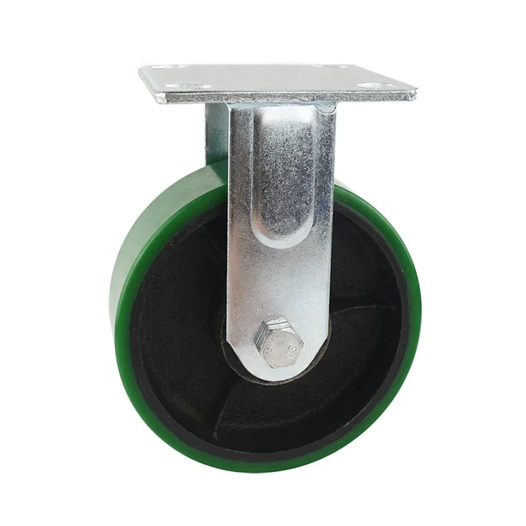 WBD 6 Inch High Capacity Cast Iron Core Pu Fixed Caster Wheels 6 Zoll Rad Rueda De 6 Pulgadas