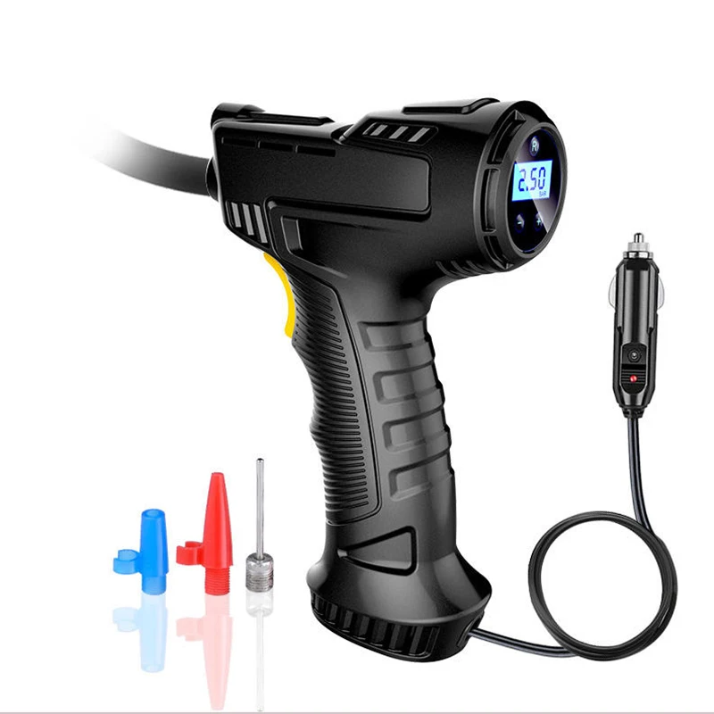 DC12V ABS Plastic Tire Inflator Car Air Compressor Car Cigarette Lighter Digital Tire Inflator Portable Inflatable Pump