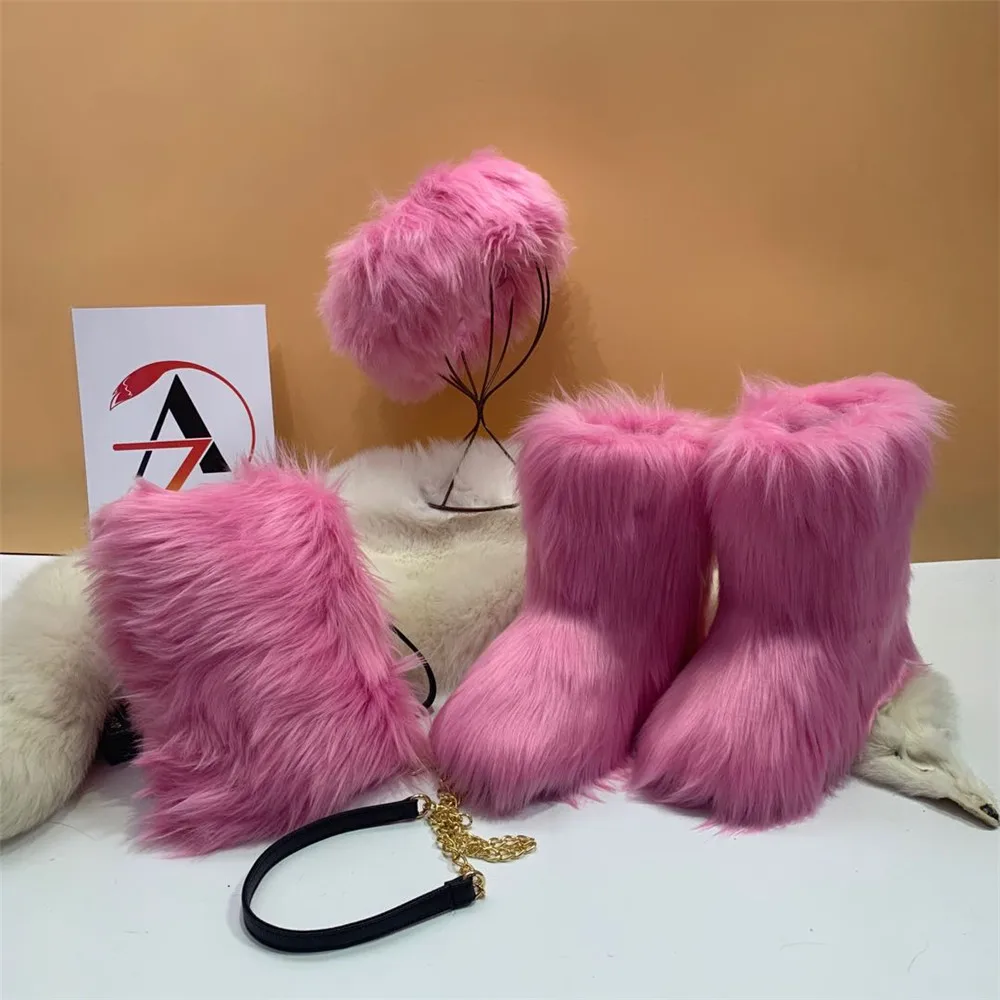 1 пара, разноцветные меховые шубы для малышей, рюкзак и сапоги из искусственного меха