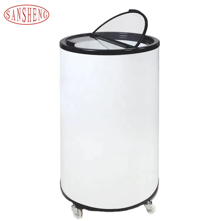 Portable Can Shape Deep Freezers Round Can Freezer Portable Beverage Cooler With Wheels