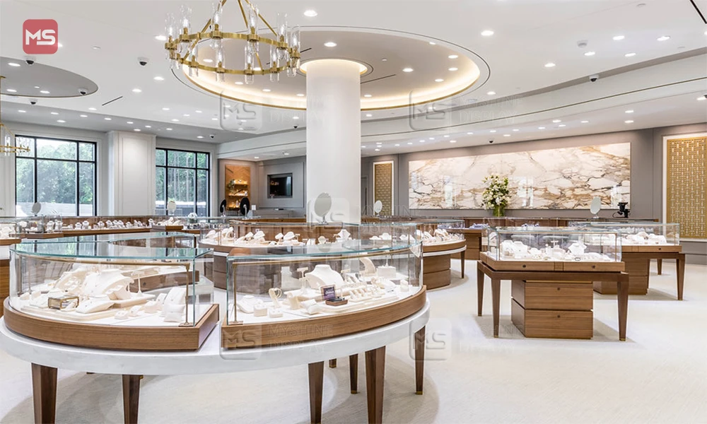 Fashion Modern Jewellery Store Glass Display Showcase and Cabinets Full Vision Jewelry Kiosk for Shopping Mall