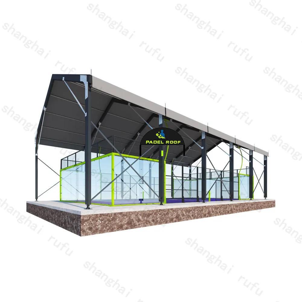 Hot Sale Competitive Price Panoramic Padel Tennis Courts Customized Color Black Tennis Platform Court with Roof