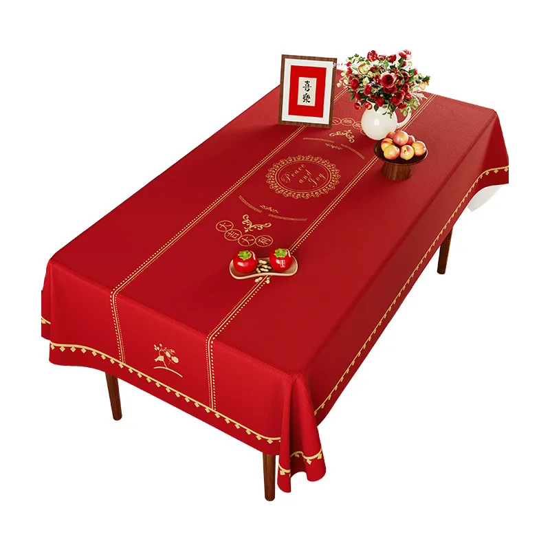 Festive Rectangular Cotton Linen Tablecloth for Wedding and Family for Coffee Table-Adds Atmosphere
