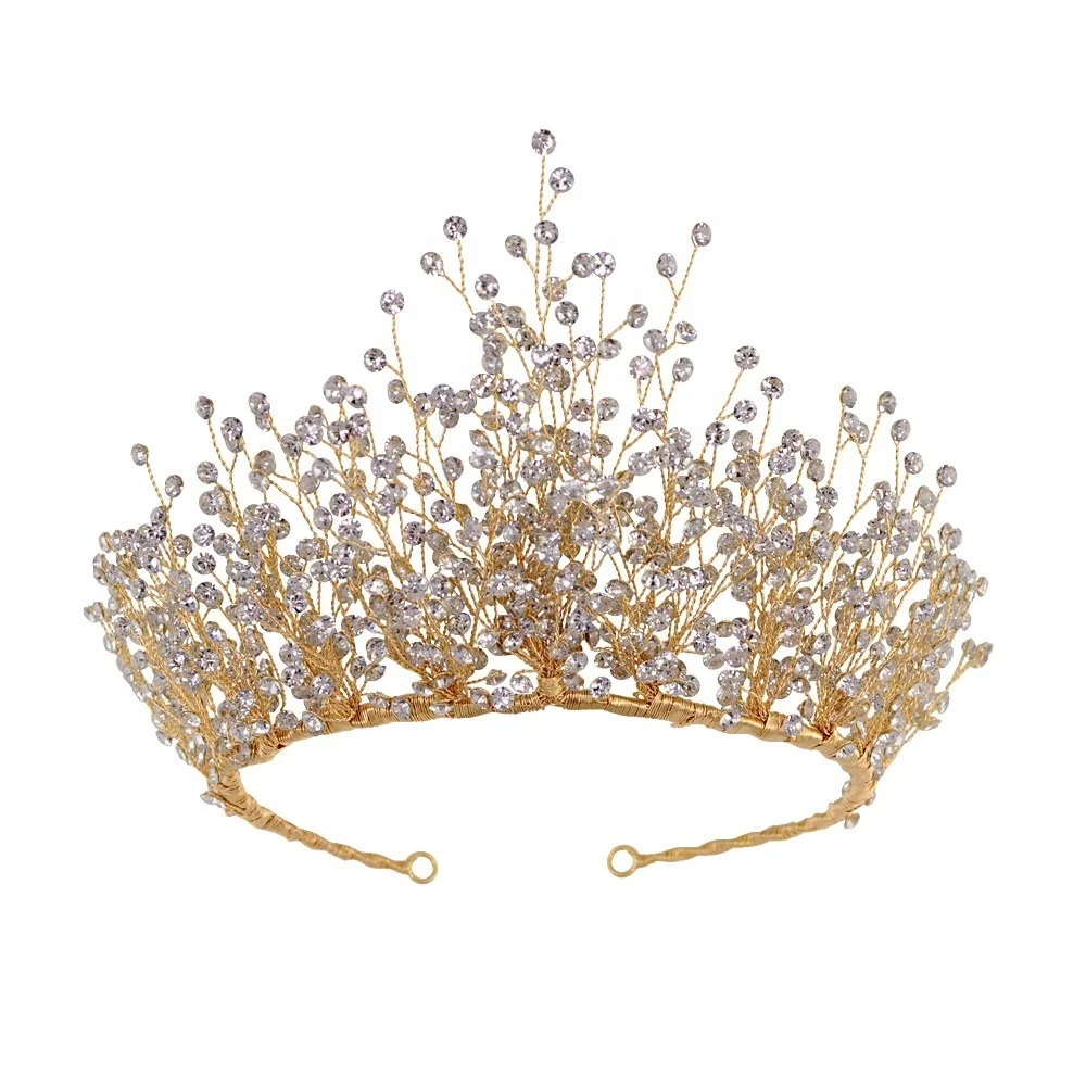 Customize OEM ODM Handmade Headpiece Rhinestones Gorgeous Sparkle Bridal Prom Princess Wedding Crown Tiara T0130
