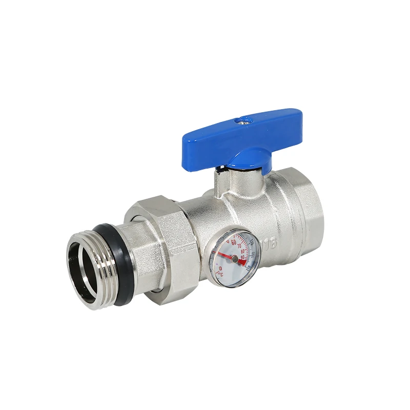 High Quality DN25 Brass Ball Valve With Pressure Gauge Thermometer Angle Valve