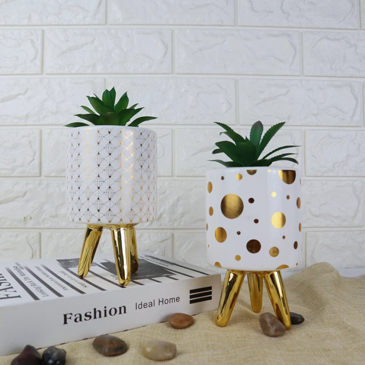 wholesale modern ceramic artificial flower pot set for home decor
