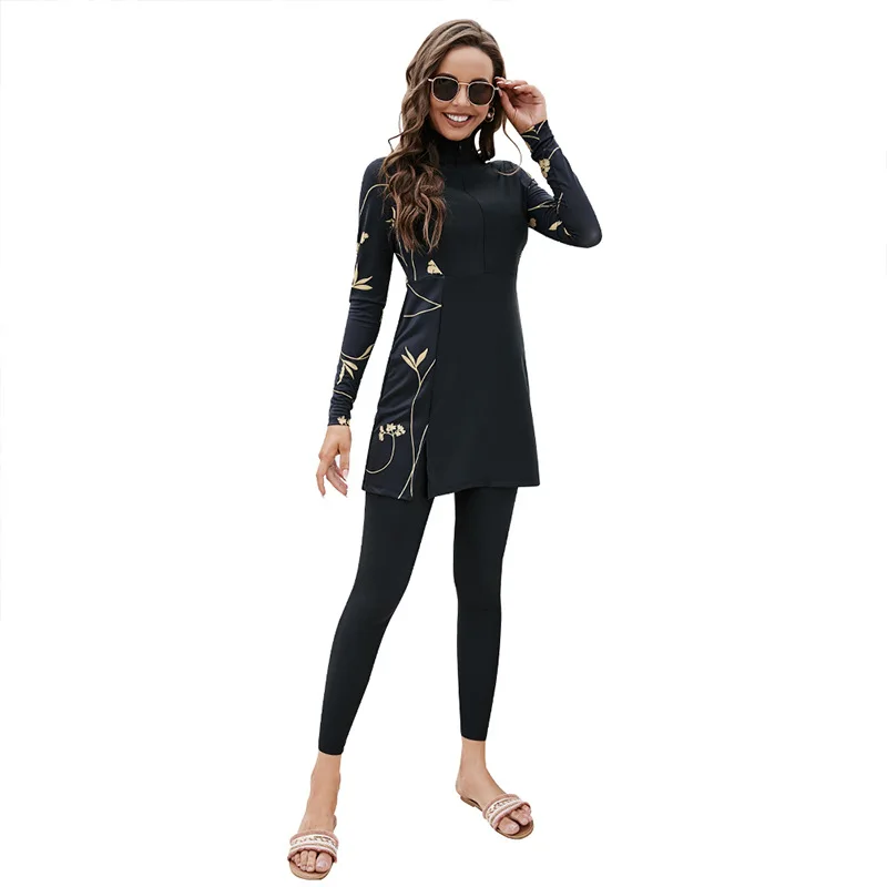 Burkinis Muslim Swimwear Women Conservative Full Enveloping Two-Piece Swimsuit Long Sleeve Dress Top Trousers