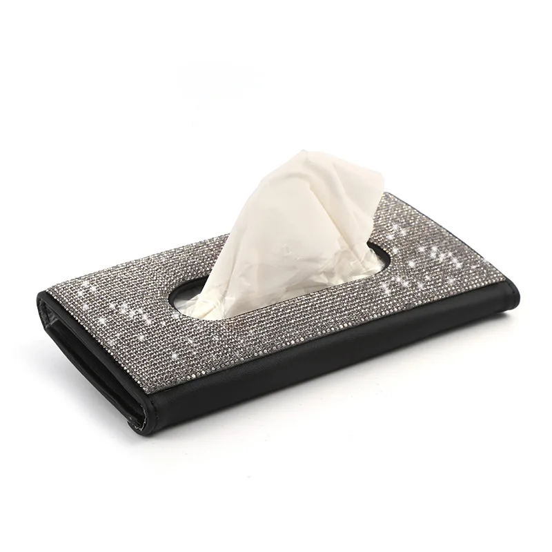 Car Fashion diamond Tissue Box Napkin Holder Sun Visor Tissue Box  Car Tissue Holder